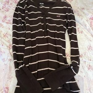 Hollister Black and White Buttoned Top